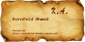 Kornfeld Ahmed névjegykártya